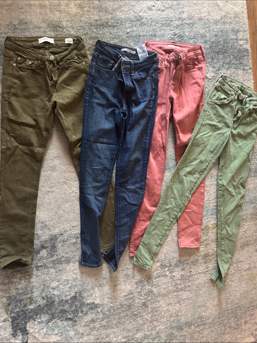 Women's Slim Jeans - Olive, Dark Blue, Coral, Light Green